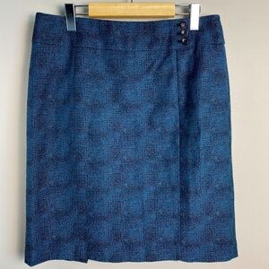 Ann Taylor Women's Teal/Black Mini Pencil Skirt Size 10 Straight Short Lined‎